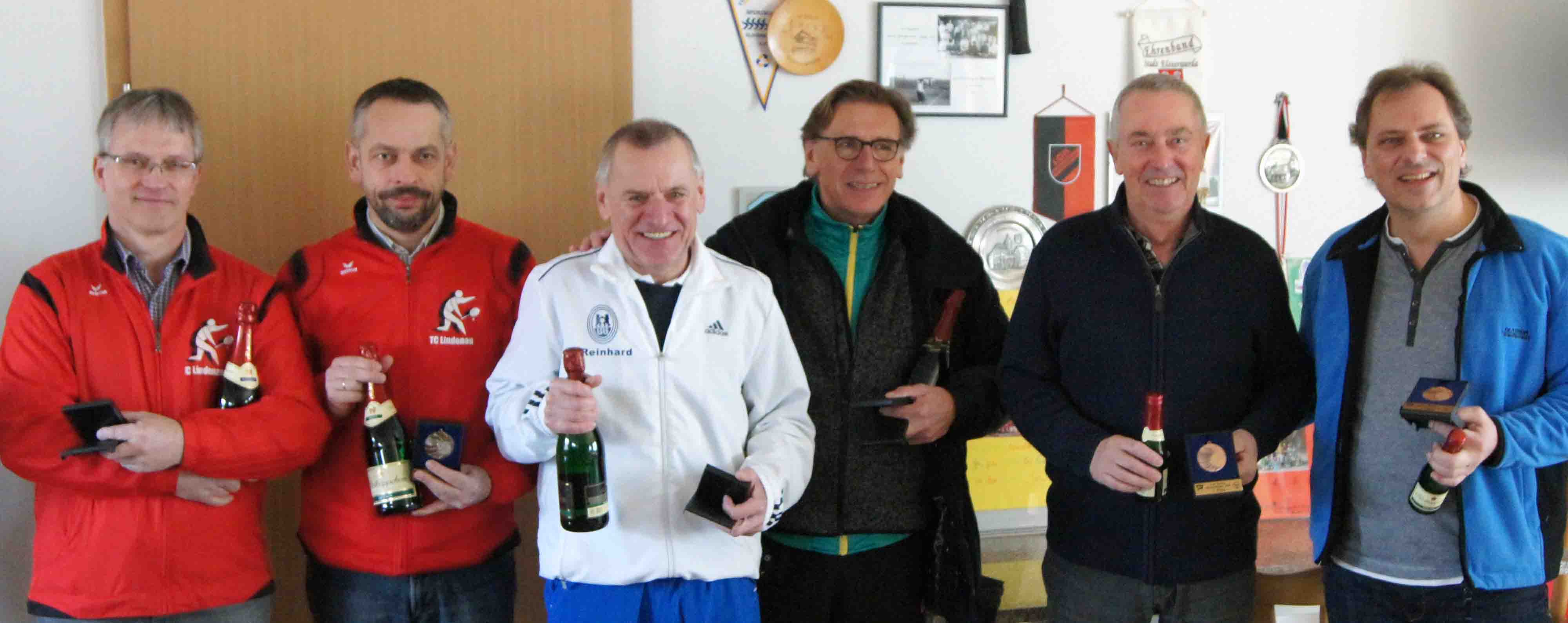 v.l.n.r.: Jens Fischer und Hardy Borkert (Lindenau), Reinhard Lehmann und Udo Walczak (Berlin) sowie Manfred Huhle und Holm Griger (Dresden)